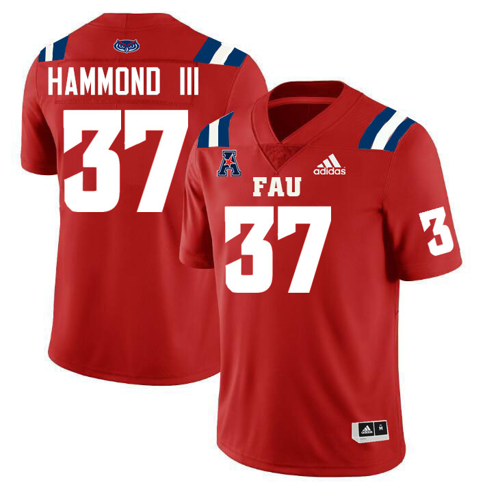 Florida Atlantic Owls #37 Robert Hammond III College Football Jerseys Stitched-Red